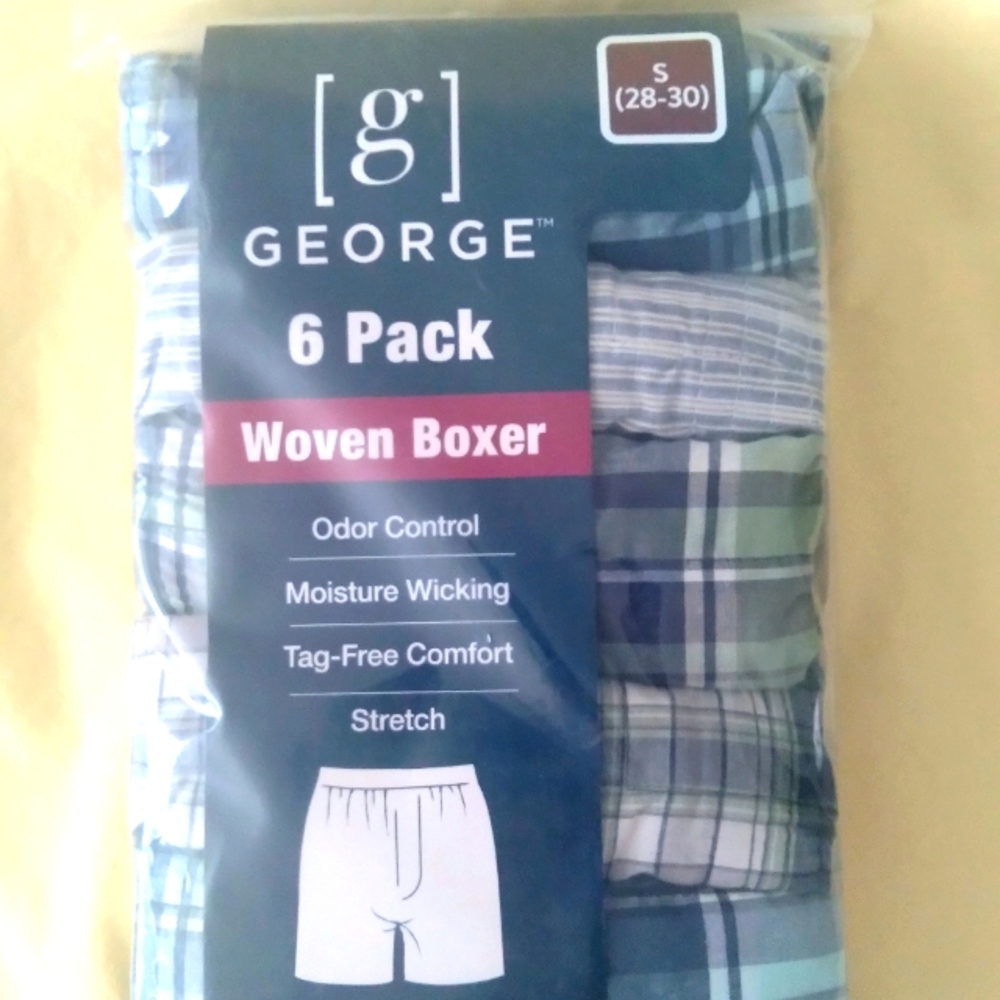 George Men's Moisture-Wicking Stretch Woven Boxers S (28-30)